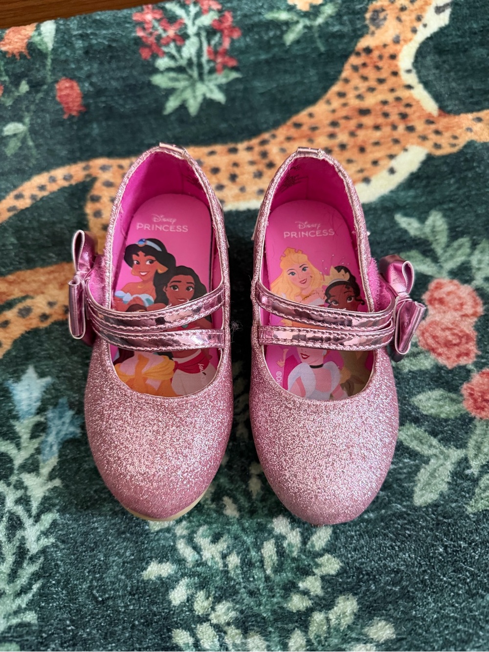 Disney Pink Glitter Princess Mary Jane Shoes with Bow